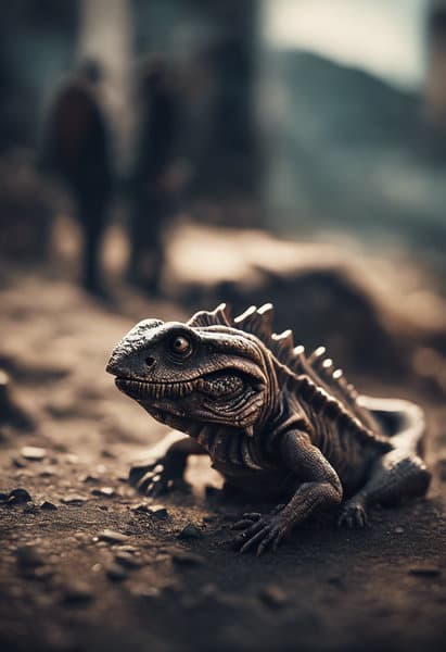 A lizard resting on the road.